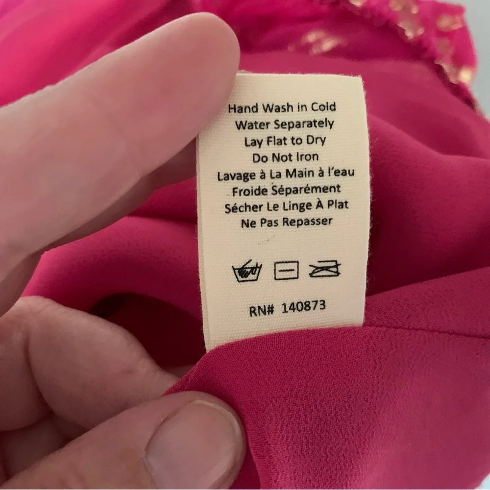 LoveShackFancy Pink and Gold Star Patterned Puff Sleeve Cropped Women's 6 Top